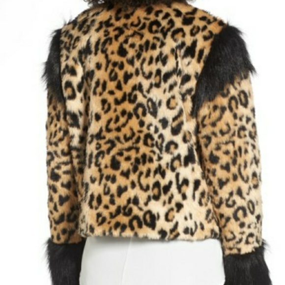 Leith Fur Plush Fur Leopard Coat Jacket Zipper S - Picture 2 of 8